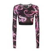 Versace Jeans Couture Svart T-shirt för kvinnor Aw24 Multicolor, Dam