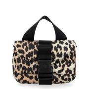 Ganni Leopard Mini Satchel Tech Väska Brown, Dam