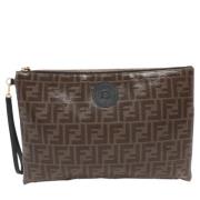 Fendi Vintage Pre-owned Belagd canvas kuvertvskor Brown, Dam