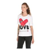 Love Moschino Vit Bomull T-shirt med Inlay White, Dam