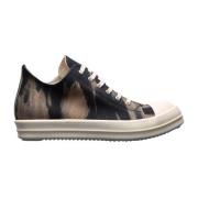 Rick Owens Denim Grafiska Låga Sneakers Black, Herr