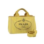 Prada Vintage Pre-owned Canvas handvskor Yellow, Dam