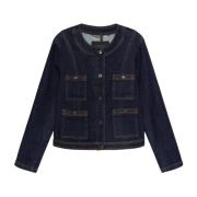 Elena Mirò Denim rund hals jacka Blue, Dam