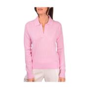 Gran Sasso Rosa Stickad Polo Tröja Pink, Dam