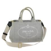 Prada Vintage Pre-owned Canvas prada-vskor Gray, Dam