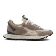 RUN OF Split Leather Sneakers Beige, Herr