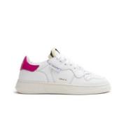 RUN OF Vita Lädersneakers med Rosa Insatser White, Dam