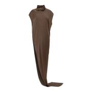 Rick Owens Edfu High Neck Asymmetric Dress Brown, Dam