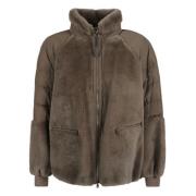 Brunello Cucinelli Faux Fur Shearling Jackor Gray, Dam