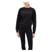 Duvetica Svart Logo Sweatshirt Chic Casual Trendy Black, Dam