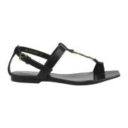 Saint Laurent Stiliga Bekväma Platta Sandaler Black, Dam