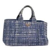 Prada Vintage Pre-owned Canvas handvskor Blue, Dam