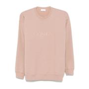 Saint Laurent Rosa Crew Neck Tröja Broderad Logotyp Pink, Dam