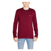 Tommy Hilfiger Mäns Bordeaux Stickat med Långa ärmar Red, Herr