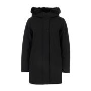 Woolrich Svart Parkasjacka med Vadderat Design Black, Dam