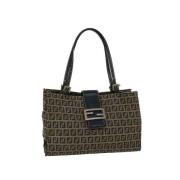 Fendi Vintage Pre-owned Canvas handvskor Blue, Dam