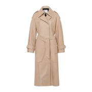 IVY OAK Läder Trenchcoat Beige, Dam