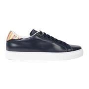 Paul Smith Vita Läder Sneakers med Stripe Paneler Blue, Herr