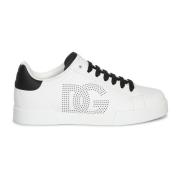 Dolce & Gabbana Vita Lädersneakers med Perforerad Logotyp White, Herr