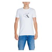 Calvin Klein Jeans Vit Print Rund Hals T-shirt White, Herr