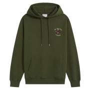 Drole de Monsieur Khaki Blommig Slogan Hoodie Fransk Terry Green, Herr