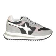 W6Yz Metallic Suede Nylon Sneakers Gray, Dam