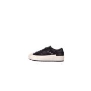 Philippe Model Svarta Läder Sneakers Logga Sida Black, Dam