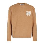 Maison Kitsuné Intarsia Comfort Jumper för räv-älskare Brown, Herr