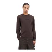 Moncler Bomull Jersey Logo Broderi Sweatshirt Brown, Herr