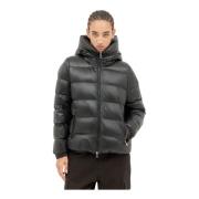 Moncler Högglansig Dunjacka med Huva Black, Dam