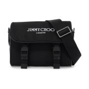 Jimmy Choo Nylon Crossbody Väska Eli med Axelband Black, Dam