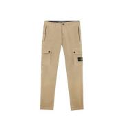 Stone Island Slim Fit Cargo Byxor i Stretch Bomull Beige, Herr