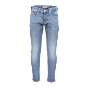 Tommy Hilfiger Slim Tapered Tvättade Jeans med Broderi Blue, Herr