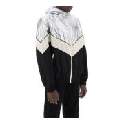 Golden Goose Patchwork Hooded Nylon Jacket Gray, Herr