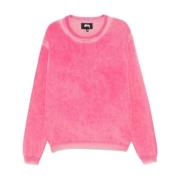 Stüssy Flamingo Pink Stickad Crew Neck Sweater Pink, Herr