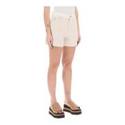 Stella McCartney Färgblock Denim Arbetskläder Shorts White, Dam