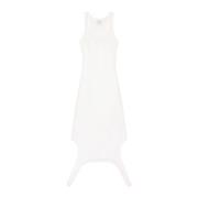 Courrèges Vit Stickad Ärmelös Klänning Racerback White, Dam