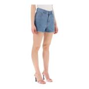 Rotate Birger Christensen Denimshorts med strass och hjärtformade nita...