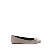 Roger Vivier Läder 'Trompette' Ballerina Flats Brown, Dam