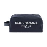 Dolce & Gabbana Gummibelagd Logotyp Sminkväska Blue, Herr