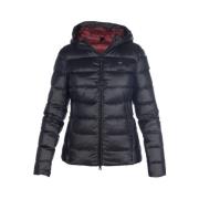 Blauer Quiltad dunjacka med horisontella ränder Black, Dam