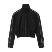 Alexander Wang Svart Jacka med Logo-Tape Detaljer Black, Dam