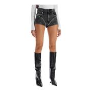 Mugler Nitar jeansshorts med dekorationer Gray, Dam