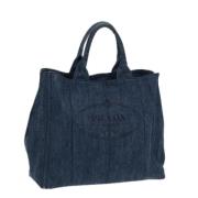 Prada Vintage Pre-owned Canvas totevskor Blue, Dam