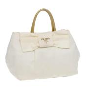 Prada Vintage Pre-owned Nylon handvskor White, Dam