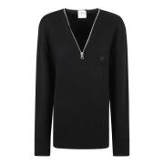 Courrèges Svart ullstickad sweatshirt Aw24 Black, Dam