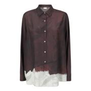 Dries Van Noten Silkeskjorta med Tryckt Botten Brown, Dam