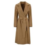 Max Mara Studio Kamel Ullblandning Omlottrock Brown, Dam