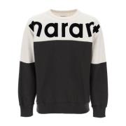 Isabel Marant Melange Crew-Neck T-shirt med Flocked Logo Black, Herr