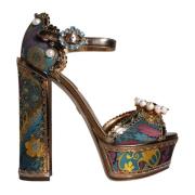 Dolce & Gabbana Dekorerade ankelrem plattformsandaler Multicolor, Dam